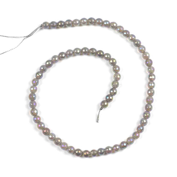 Labradorite 6mm Faceted Round Beads with an AB finish - 14 inch strand
