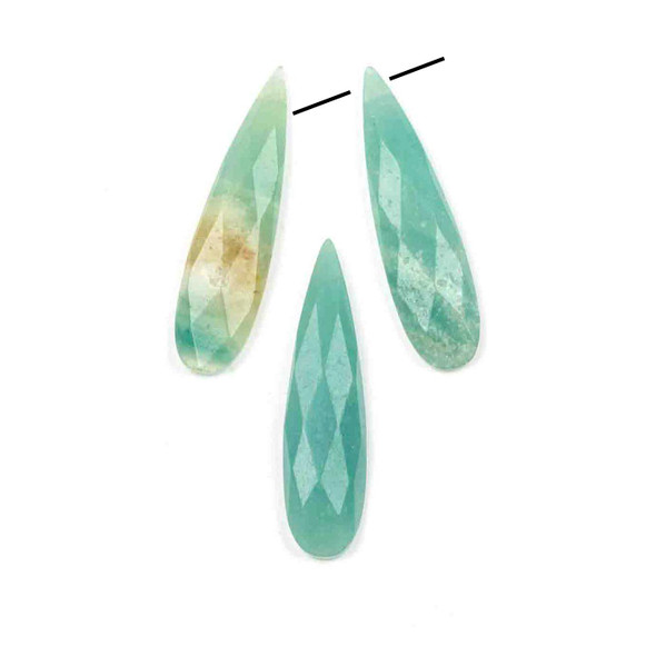 Amazonite 10x40mm Faceted Top Drilled Teardrop Pendant with a Flat Back - 1 per bag