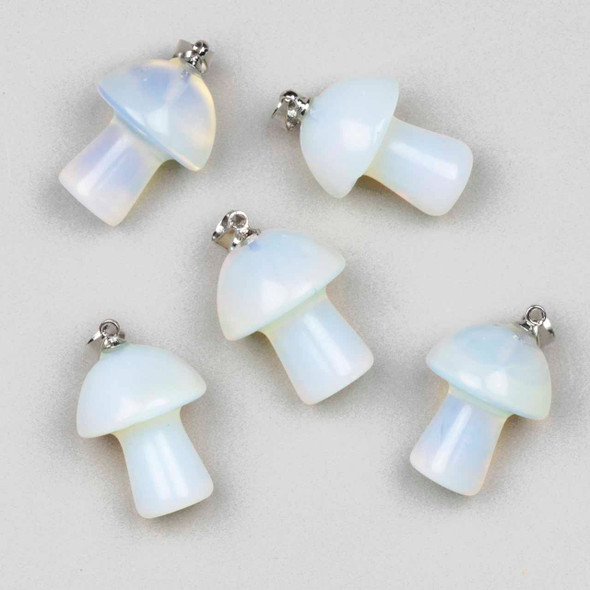 Opaline 16x20mm Mushroom Pendant with Silver Loop and 3x6mm Bail - 1 per bag