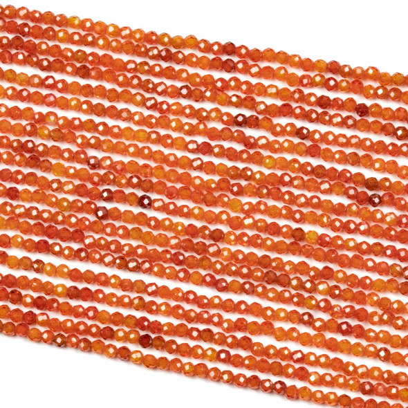 Cubic Zirconia 2mm Orange Faceted Round Beads - 15 inch strand