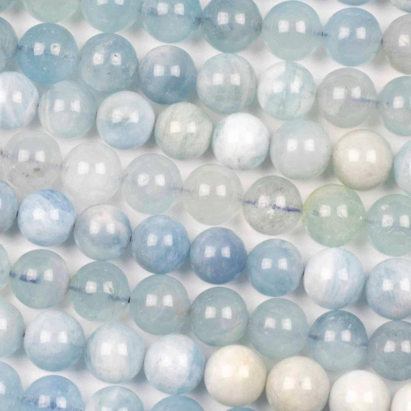 Cherry Tree Beads Aquamarine 11-12mm Round Beads - 15.5 inch strand 