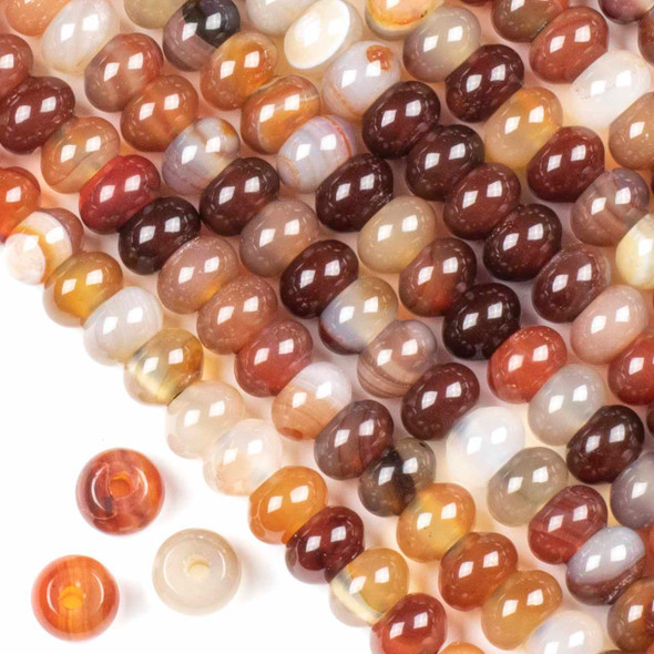 Large Hole Carnelian 6x10mm Rondelle Beads with 2.5mm Drilled Hole - approx. 8 inch strand