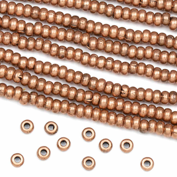 Vintage Copper "Pewter" (zinc-based alloy) 2.25x4mm Rondelle Beads - approx. 1111 inch strand