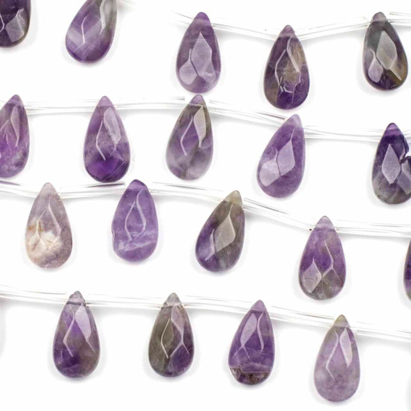 Amethyst 7x14mm Faceted Top Drilled Teardrop Beads - 8 inch strand