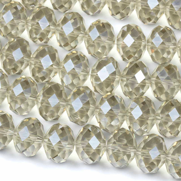 Crystal 13x17mm Champagne Faceted Rondelle Beads - 10 inch strand