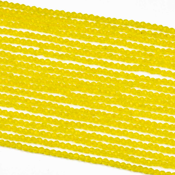 Crystal 2mm Sunshine Yellow Faceted Round Beads - 14 inch strand