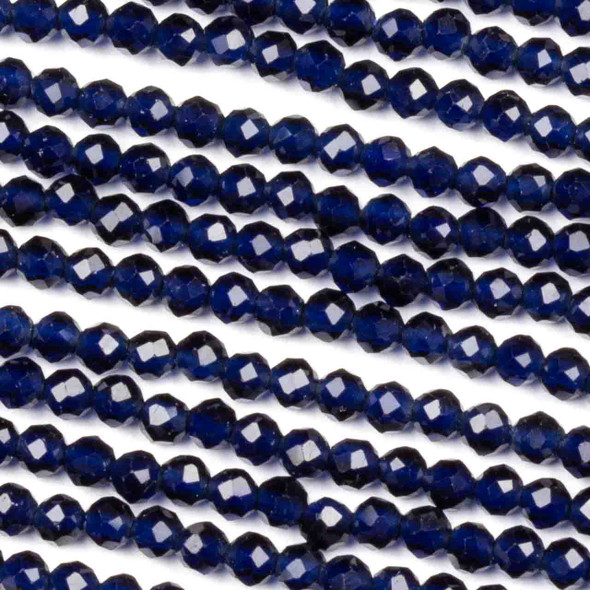 Crystal 2mm Sapphire Blue Faceted Round Beads - 14 inch strand