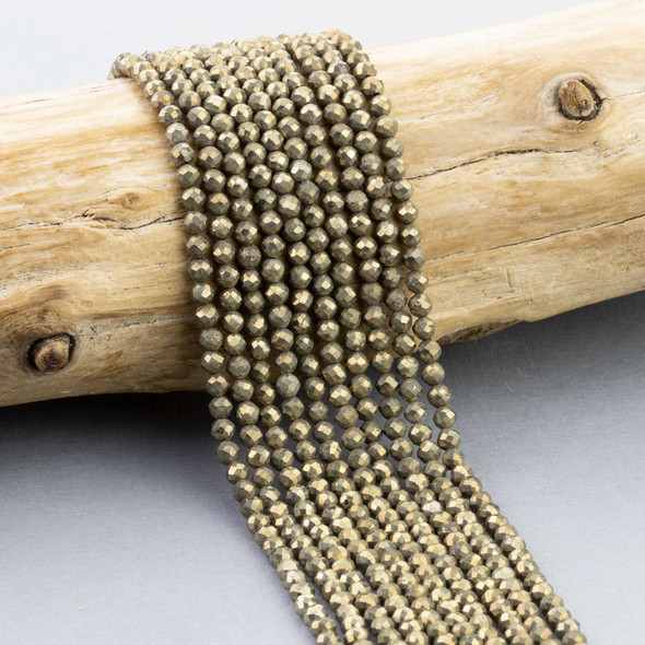 pyrite beads with metallic luster and natural golden tones