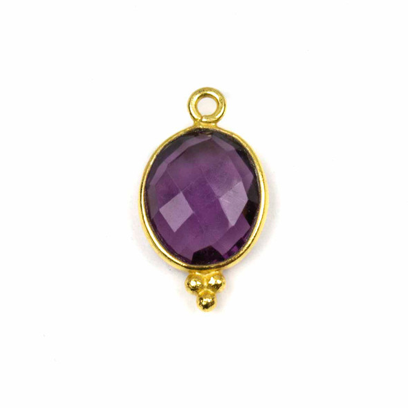 Purple Quartz 11x20mm Faceted Oval Drop with 18k Gold Bezel and 3 Tiny Dots - 1 per bag