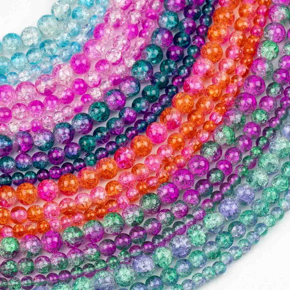 Cherry Tree Beads Crackle Glass Round Beads , 30 inch strand 
