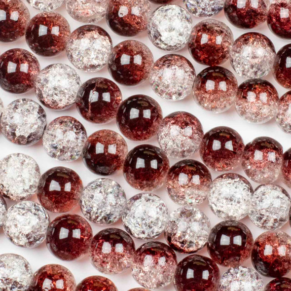 Crackle Glass 10mm Black Cherry Round Beads - color #V25, 30 inch strand