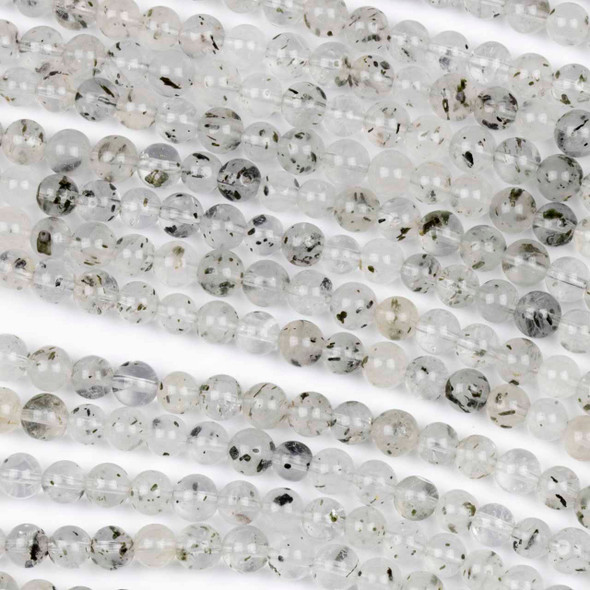 Crystal Quartz with Mica 5mm Round Beads - 16 inch strand