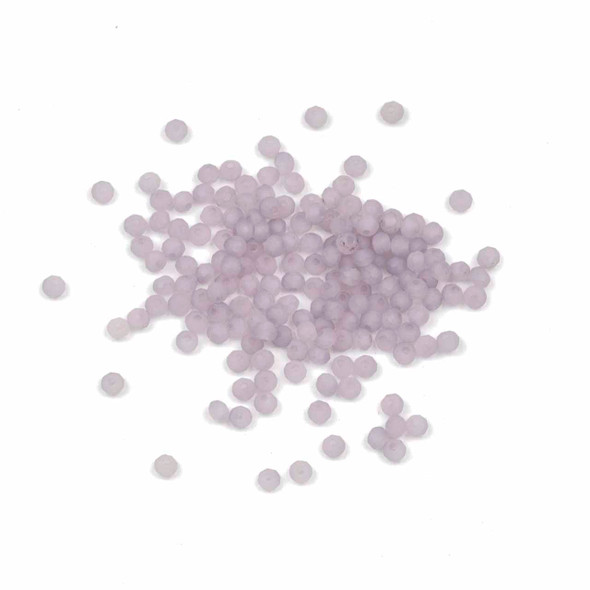 Crystal 2x2mm Opaque Matte Lavender Thistle Faceted Rondelle Beads - Approx. 15.5 inch strand