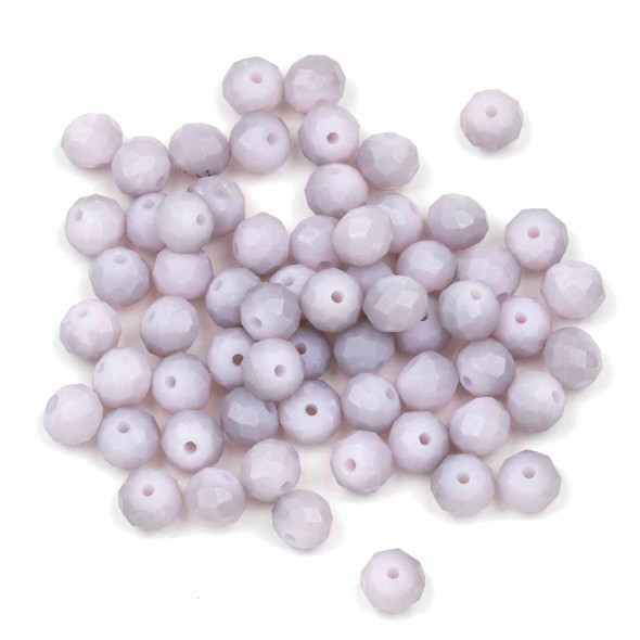 Crystal 6x8mm Opaque Matte Lavender Thistle Faceted Rondelle Beads - Approx. 15.5 inch strand