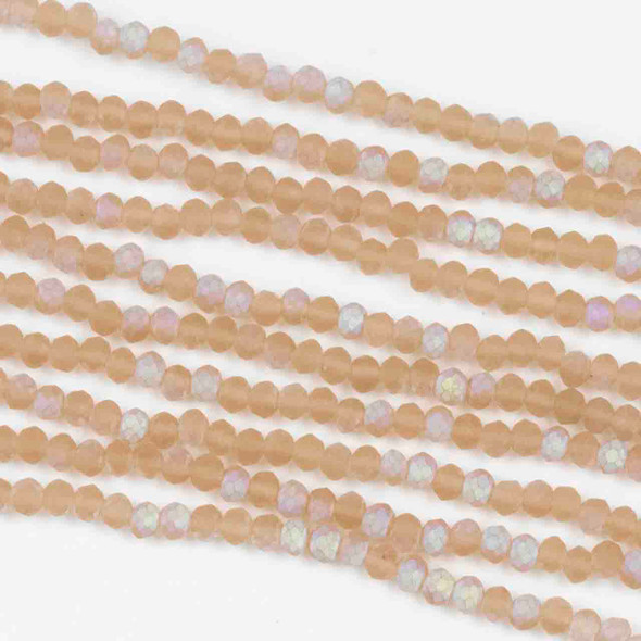 Crystal 2x2mm  AB Kissed Matte Peach Opal Faceted Rondelle Beads - Approx. 15.5 inch strand
