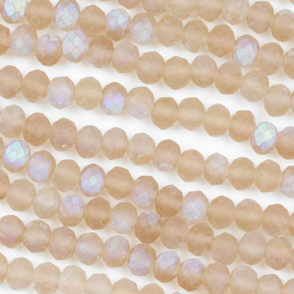 Crystal 4x6mm  AB Kissed Matte Peach Opal Faceted Rondelle Beads - Approx. 15.5 inch strand