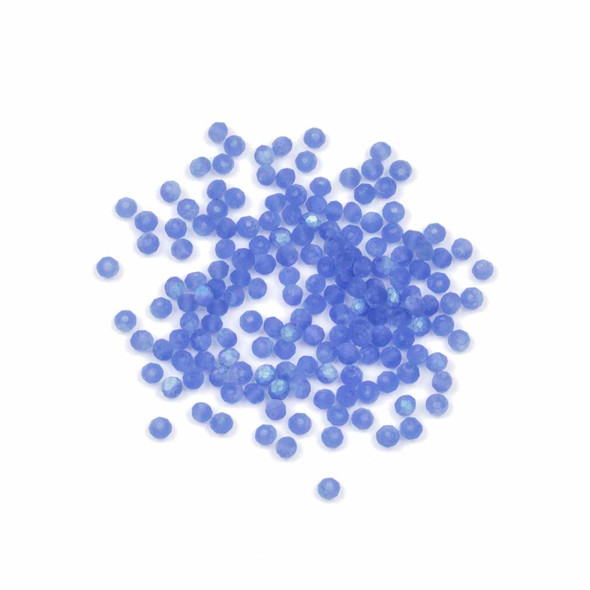 Crystal 2x2mm  AB Kissed Matte Blue Bell Faceted Rondelle Beads - Approx. 15.5 inch strand