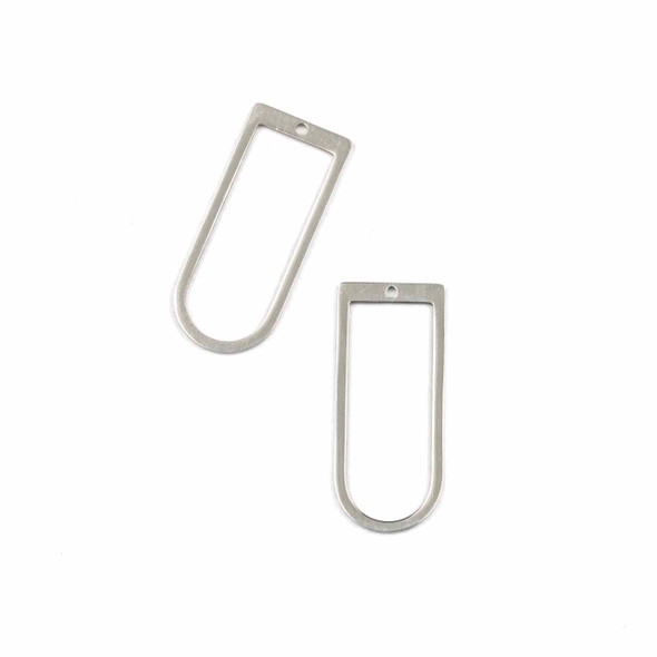 Natural Silver Stainless Steel 13x30mm Geometric Long D Ring Components - 2 per bag