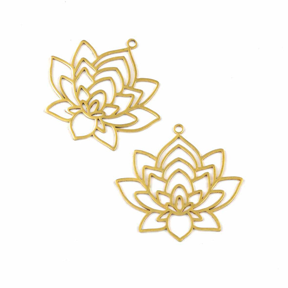18k Gold Plated Stainless Steel 30x33mm Lotus Components - 2 per bag