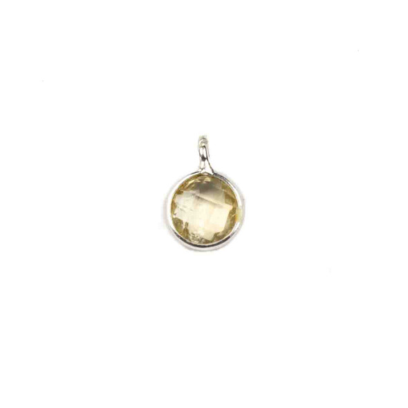 Citrine 7x10mm Faceted Tiny Coin Drop with Sterling Silver Bezel and Loop - 1 piece