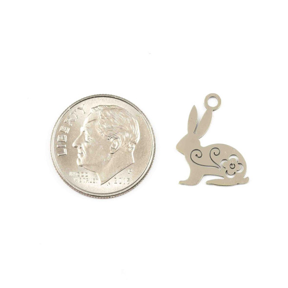 Cherry Tree Beads 304 Stainless Steel 13x16mm Rabbit Component Charms - 2 per bag 