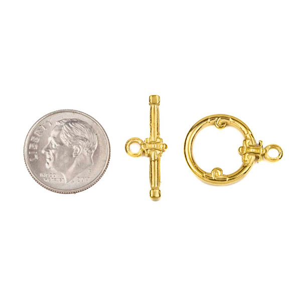 18k Gold Plated Stainless Steel 15x20mm Ornate Toggle Clasp with 9x22mm Bar - 1 set/2 pieces per bag