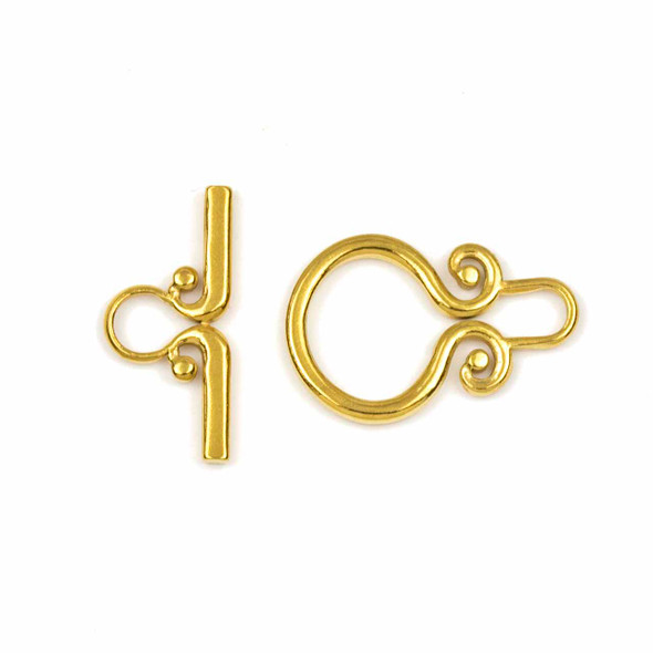 18k Gold Plated Stainless Steel 14.5x12.5mm Fancy Toggle Clasp with 10x21.5mm Bar - 1 set/2 pieces per bag