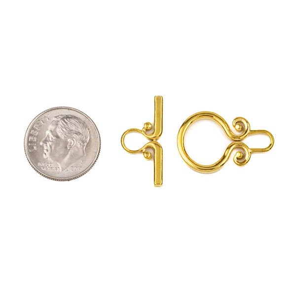 18k Gold Plated Stainless Steel 14.5x12.5mm Fancy Toggle Clasp with 10x21.5mm Bar - 1 set/2 pieces per bag