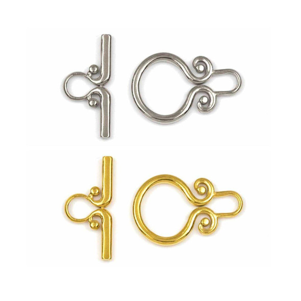 Stainless Steel 15x20mm Ornate Toggle Clasp with 9x22mm Bar