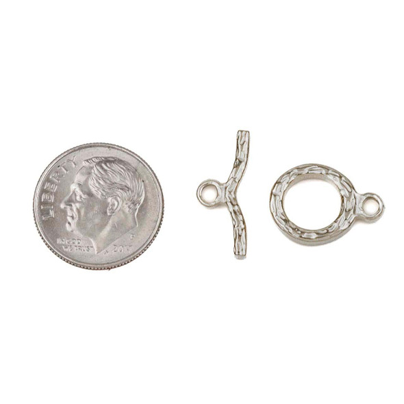 Cherry Tree Beads Natural Stainless Steel 11x15.5mm Textured Toggle Clasp with 12x18mm Bar - 1 set/2 pieces per bag 