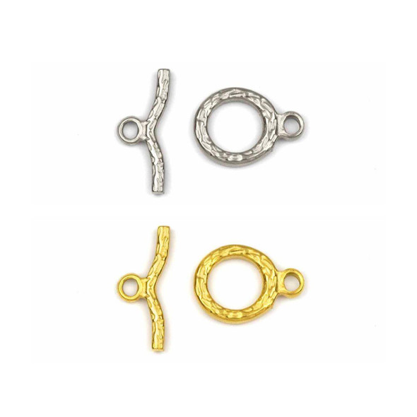 Stainless Steel 15x20mm Ornate Toggle Clasp with 9x22mm Bar