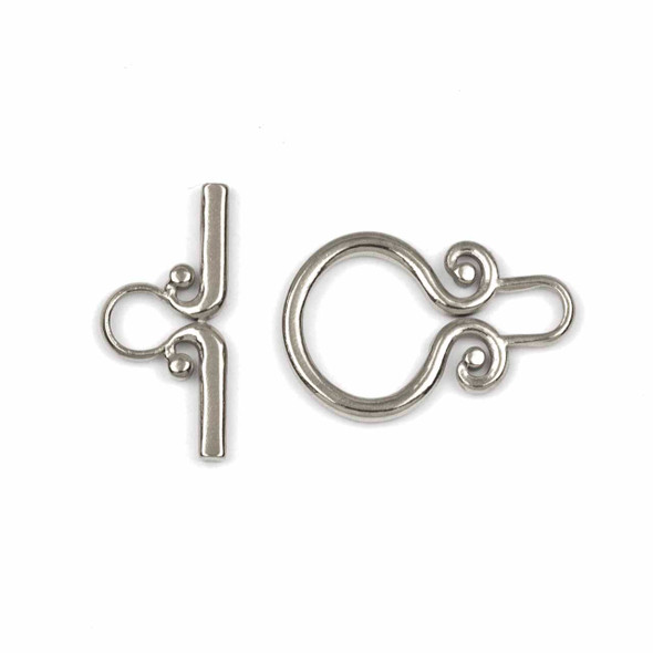 Natural Stainless Steel 14.5x12.5mm Fancy Toggle Clasp with 10x21.5mm Bar - 1 set/2 pieces per bag
