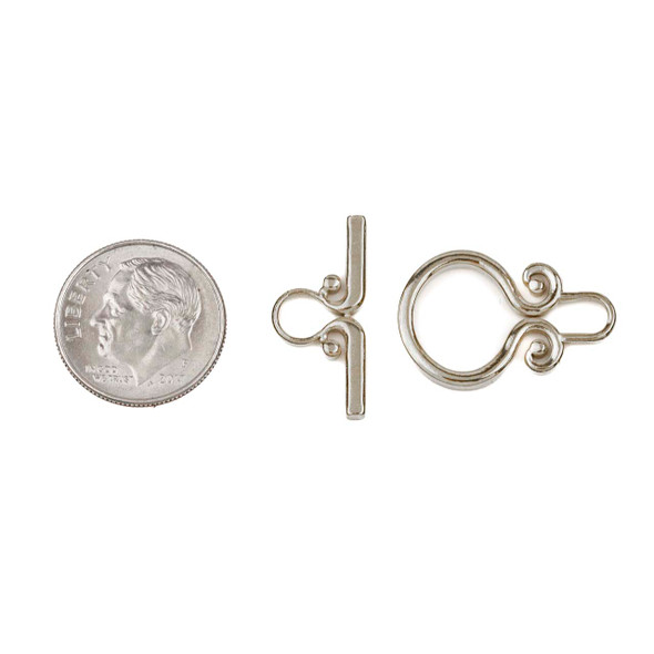 Natural Stainless Steel 14.5x12.5mm Fancy Toggle Clasp with 10x21.5mm Bar - 1 set/2 pieces per bag