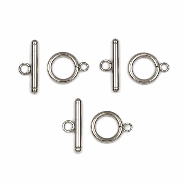 Natural Stainless Steel 13x17mm Smooth Basic Toggle Clasp with 6x21mm Bar - 3 sets/6 pieces per bag