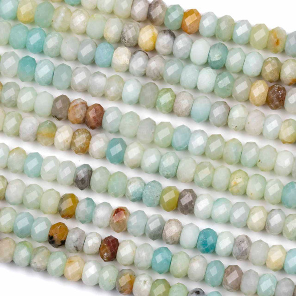Multicolor Amazonite 4x6mm Faceted Rondelle Beads - 15.5 inch strand