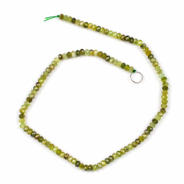 Green Garnet 3x5mm Faceted Rondelle Beads - 15 inch strand