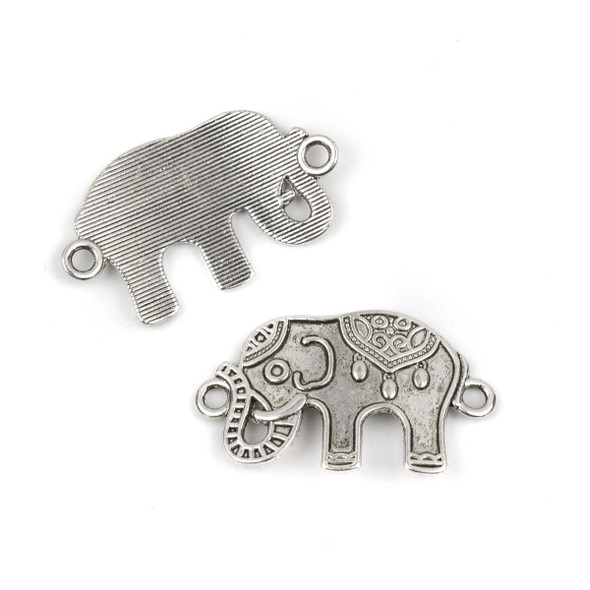 Silver Pewter 20x35mm Curved Elephant Link Pendant - 1 per bag