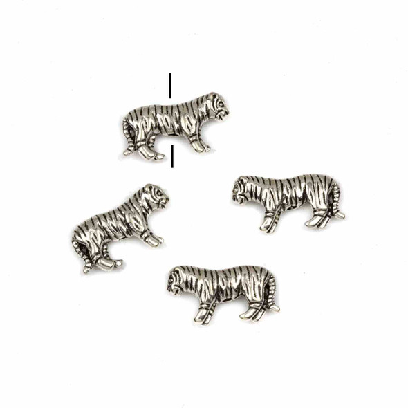 Silver "Pewter" (zinc-based alloy) 11x19mm Tiger Beads - 4 per bag