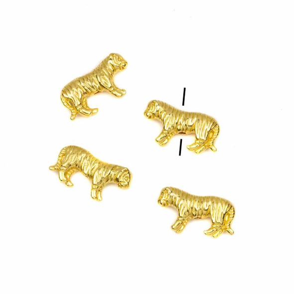 Gold Colored "Pewter" (zinc-based alloy) 11x19mm Tiger Beads - 4 per bag