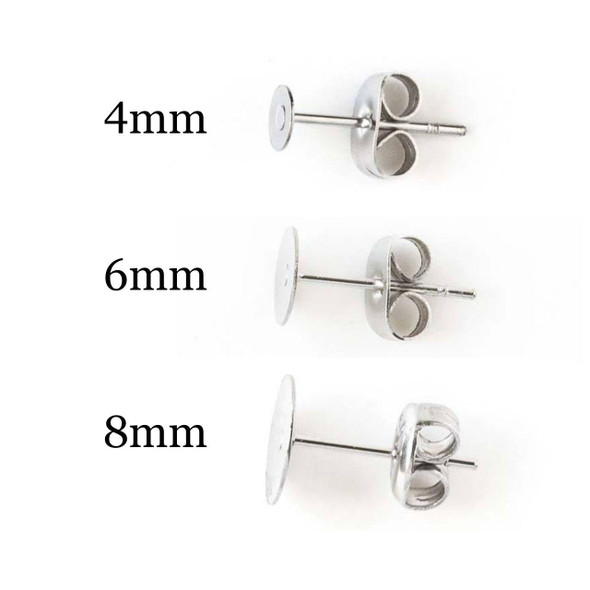 Cherry Tree Beads Stainless Steel Blank Earring Posts and Backs 