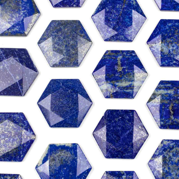 Lapis 40x45mm Top Drilled Faceted Hexagon Pendant - 1 per bag