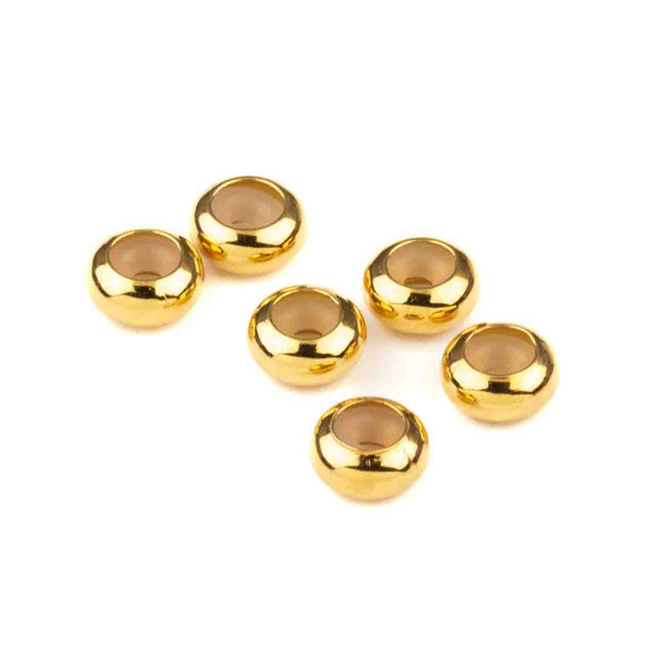 18k Gold Plated Stainless Steel 4x8mm Rondelle Slide Clasp - 6 per bag