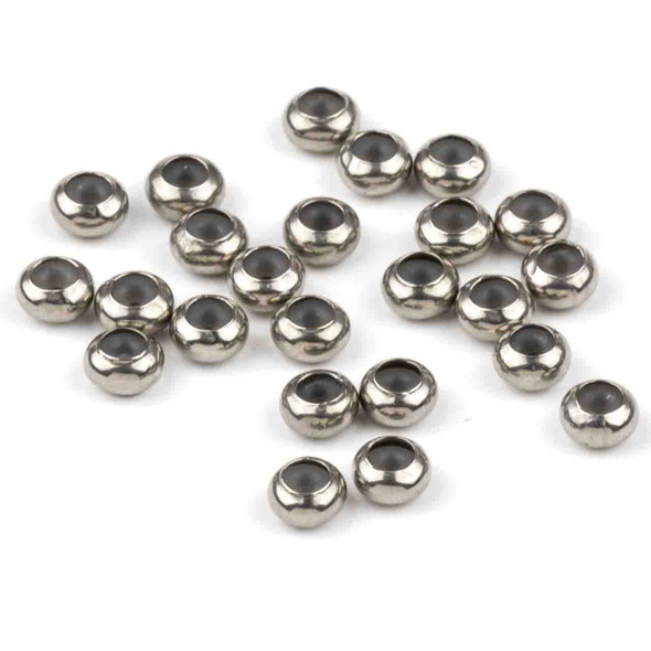 Natural Silver Stainless Steel Stainless Steel 3x5mm Rondelle Slide Clasp - 24 per bag