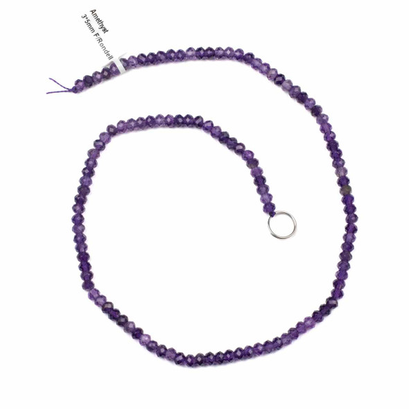 Amethyst 3x5mm Faceted Rondelle Beads - 15 inch strand