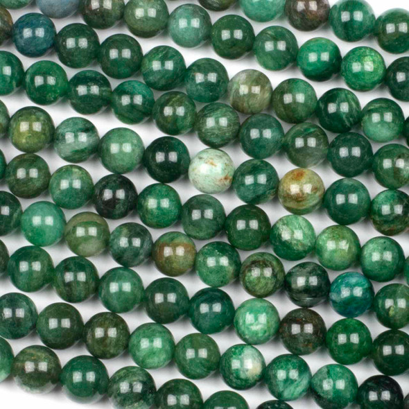Green Mica 6mm Round Beads - 15 inch strand