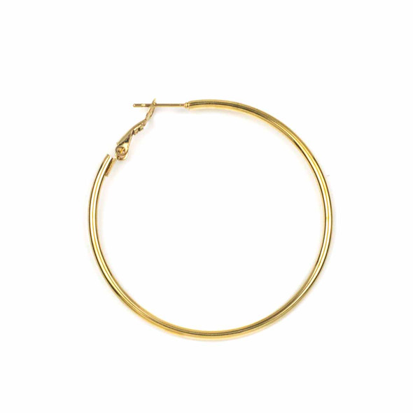 18k Gold Plated Stainless Steel 2x50mm Hoop Earrings - 4 pieces/2 pairs