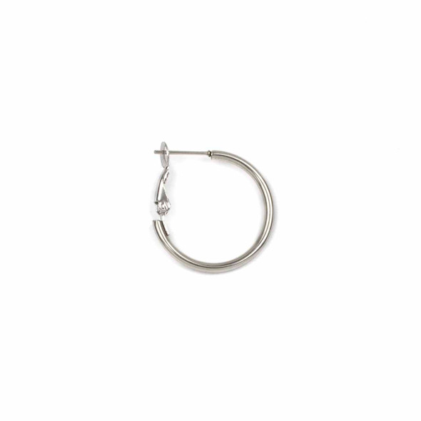Natural Stainless Steel 2x25mm Hoop Earrings - 4 pieces/2 pairs