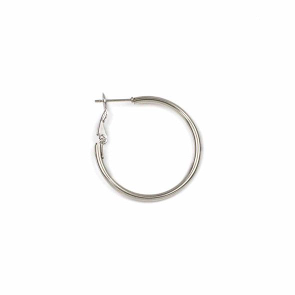 Natural Stainless Steel 2x30mm Hoop Earrings - 4 pieces/2 pairs