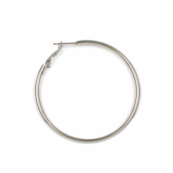 Natural Stainless Steel 2x50mm Hoop Earrings - 4 pieces/2 pairs
