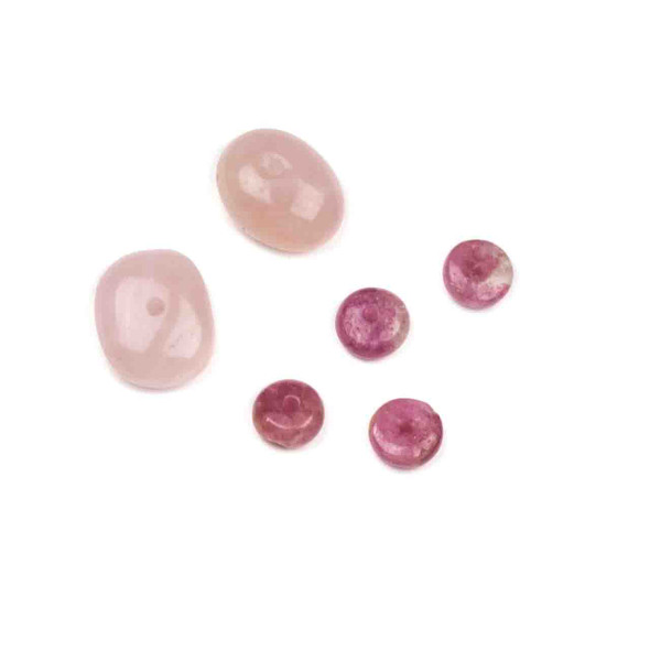 Pink Gemstone Loose Beads - 6 pieces